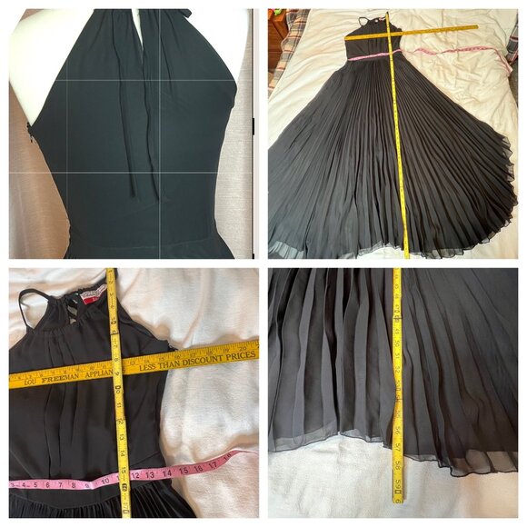 Charles Rafael For Zango XS Black Halter Pleated Maxi Dress  Elegant Evening USA - Picture 12 of 16